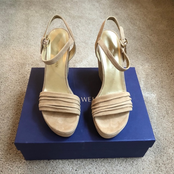 Stuart Weitzman Suede Wedge Sandals - Picture 4 of 13